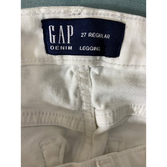 Gap Womens Denim Leggings 27 Regular White Stretch Skinny Fit Preppy Minimalist - Picture 3 of 7